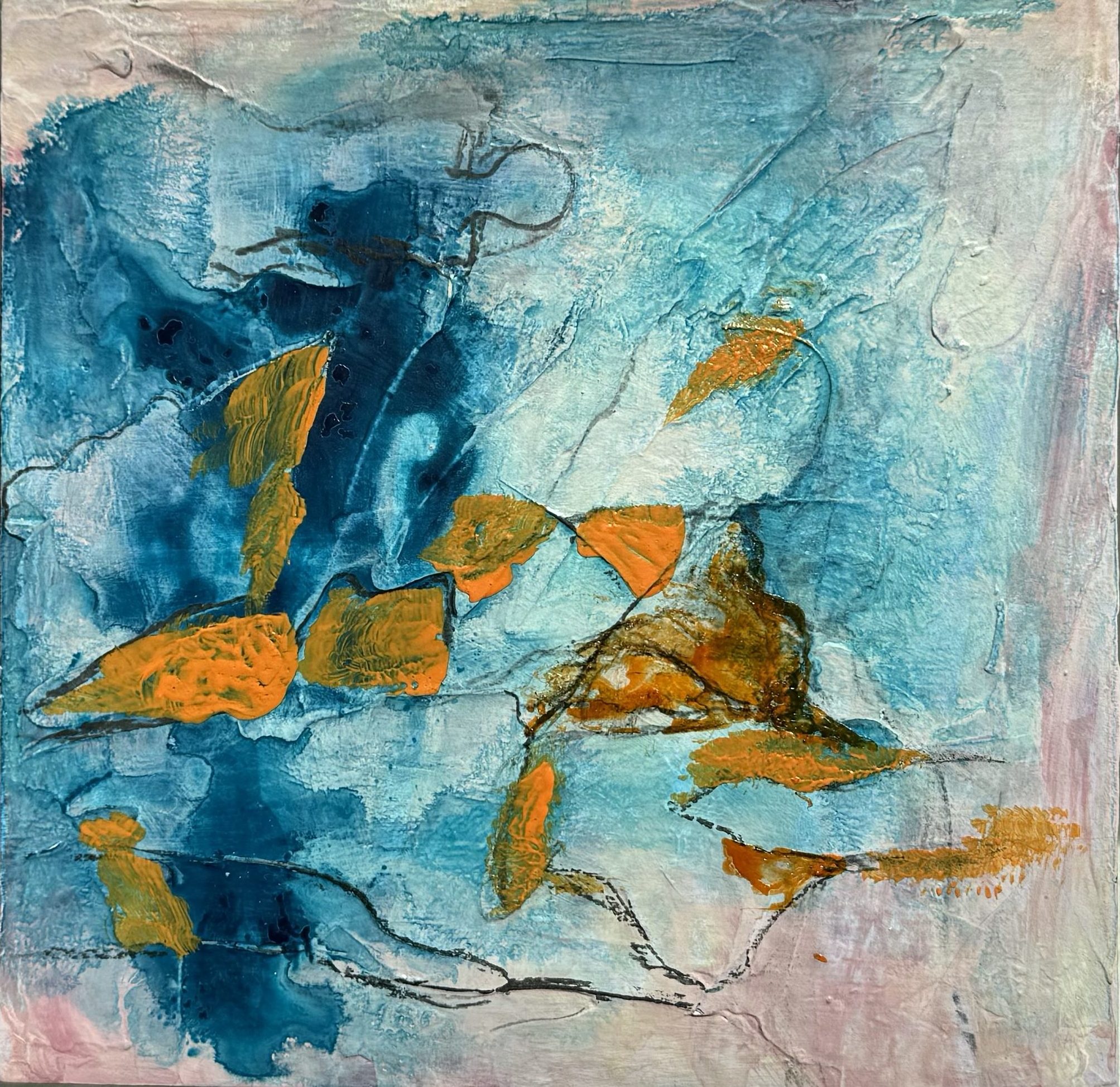Fließende Farben Acryl auf Holzwürfel H 20 x B 20 cm Preis: 89 CHF