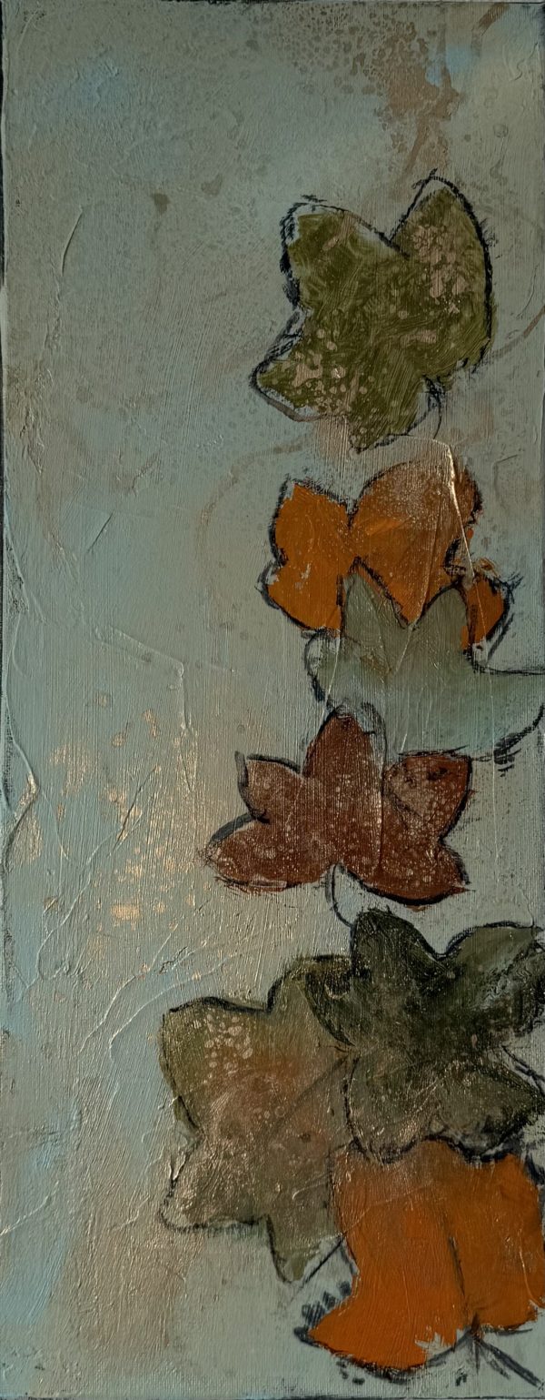 Herbstblätter mit feinem Glitzer Acryl auf Leinwand H 50 x B 20 cm Preis: 180 CHF