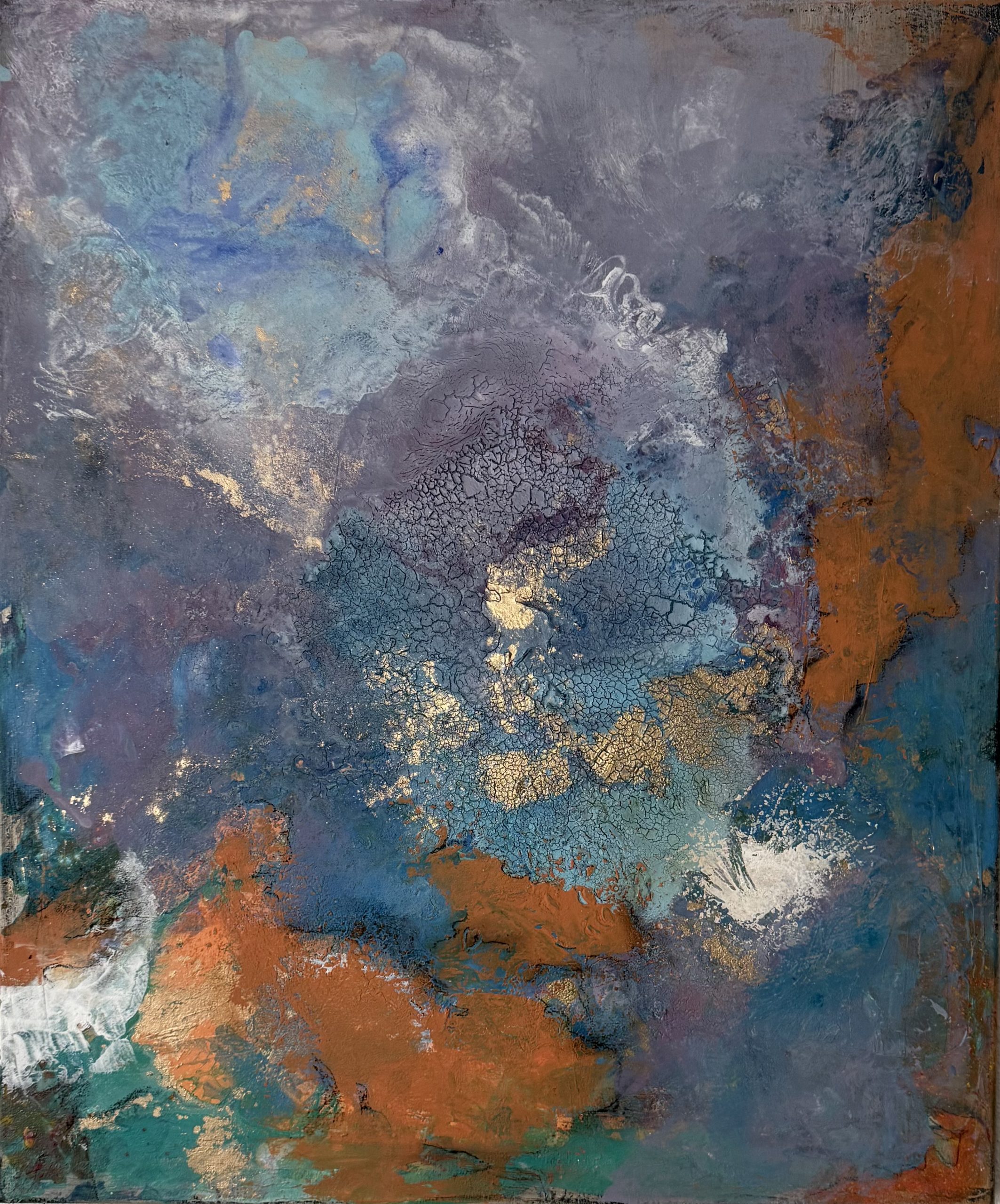 IMG_2881 Zwischen Himmel und Erde – 60 cm x 50 cm – Preis: 600 CHF – Gemalt mit Acryl und Pigmenten auf Leinwand
